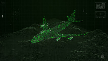 Airplane HUD animation. Aircraft visualization