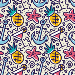 doodle set of summer holiday hand drawing