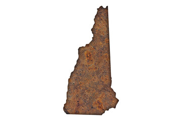 Karte von New Hampshire auf rostigem Metall