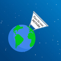 Naklejka premium View from space to the planet earth. Large ad banner with space for text visible from orbit