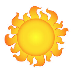 Drawing of a yellow-orange sun with warm rays