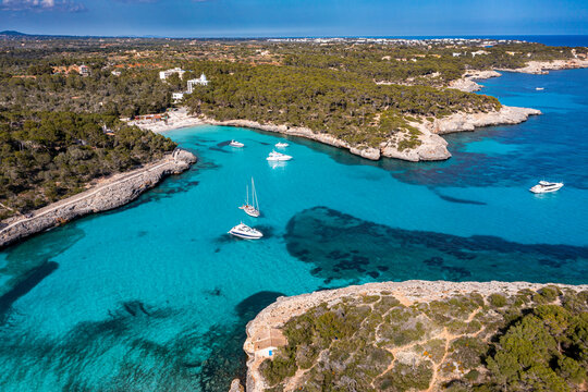 Aerial of Parc Natural de Mondrago, Mallorca (Majorca), Balearic Islands, Mediterranean