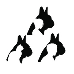 French bulldog profile with silhouette of woman man and cat in graphic style. Creative illustrations
Clipart file for cutting vinyl decal and printing 