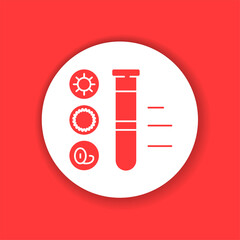 Composition blood color glyph icon. Elements blood in test tube concept.