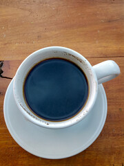 black coffee in a white cup