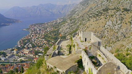 Fototapeta na wymiar Fortress of St. John in Kotor. Montenegro. View from above. Aerial photography