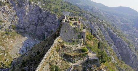Fortress of St. John in Kotor. Montenegro. View from above. Aerial photography