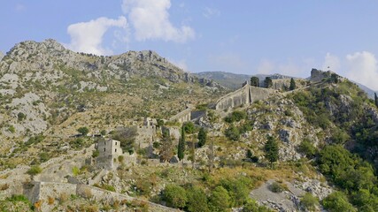 Obraz premium Fortress of St. John in Kotor. Montenegro. View from above. Aerial photography