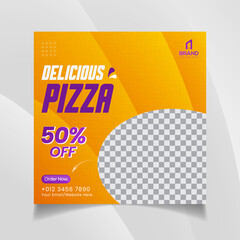 Delicious Pizza Social Media Food Square Template Design