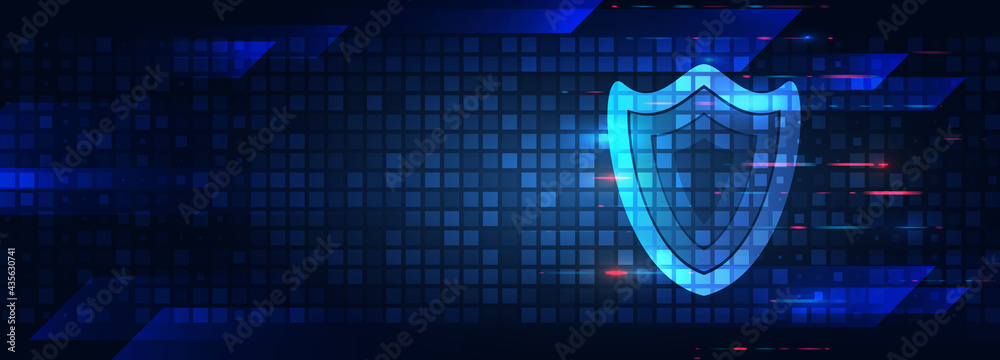 Poster Digital background innovative technologies in security systems. Shield Icon Future concept. Data protection Internet technologies.