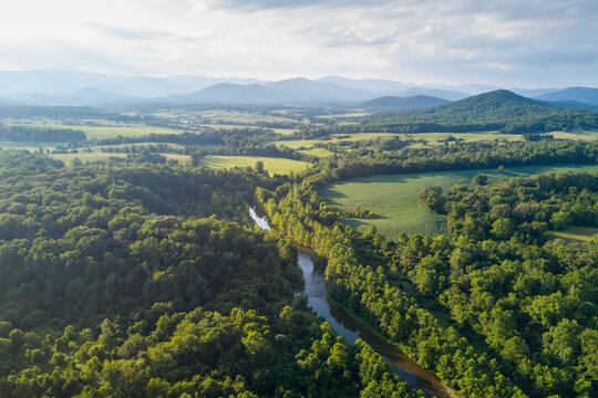 Rapidan River flowing into central Virginia from the Shenandoah Mountains, Virginia