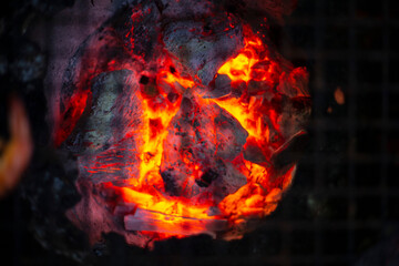 burning fire in a fireplace