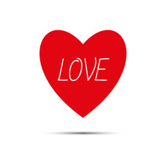 Heart icon. Love. Heart with shadow on a white background. Vector.