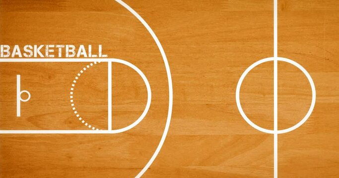 Animation of bouncing text with basketball court background