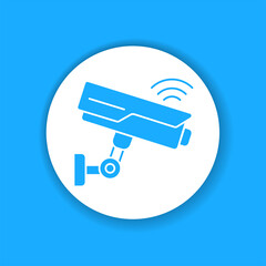 Video surveillance camera color glyph icon. 24 hours monitoring.