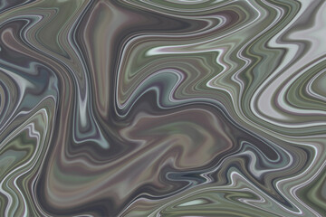 Natural abstract marble background. Liquid brown, green and grey texture. illustration in the fluid art style