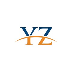 YZ initial swoosh horizon, letter logo designs vector