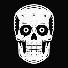 Funny engraved skull. Modern logo.
