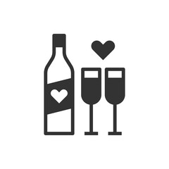 Heart Champagne Love Icon Or Logo Vector Illustration
