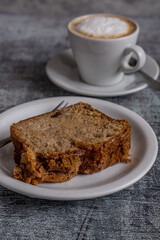 homemade pudding with coffee with milk ready to eat