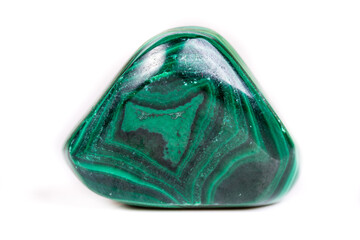 Macro mineral stone malachite on white background