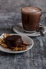 breakfast alfajor of chocolate with chocolatada