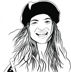 Portrait of a girl in biret. Vector