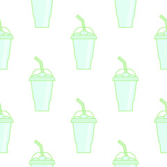 Vector slush drink isolated icon. Cartoon ice cup (Frozen Drink). Emoji clipart drawing of tropical smoothie shake.