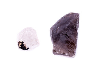 Macro mineral stone Rauhtopaz on a white background
