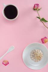 Obraz na płótnie Canvas Coffee, cookie and rose