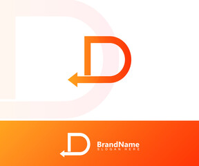 the letter logo D  with a backward arrow element that indicates the direction of backward. orange texture. modern templates. for company and graphic design. vector illustration