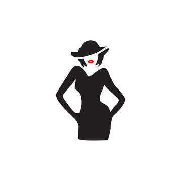 Woman fashion model logo design template