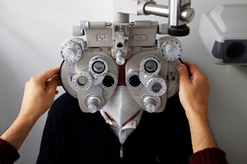 Man during an optometry