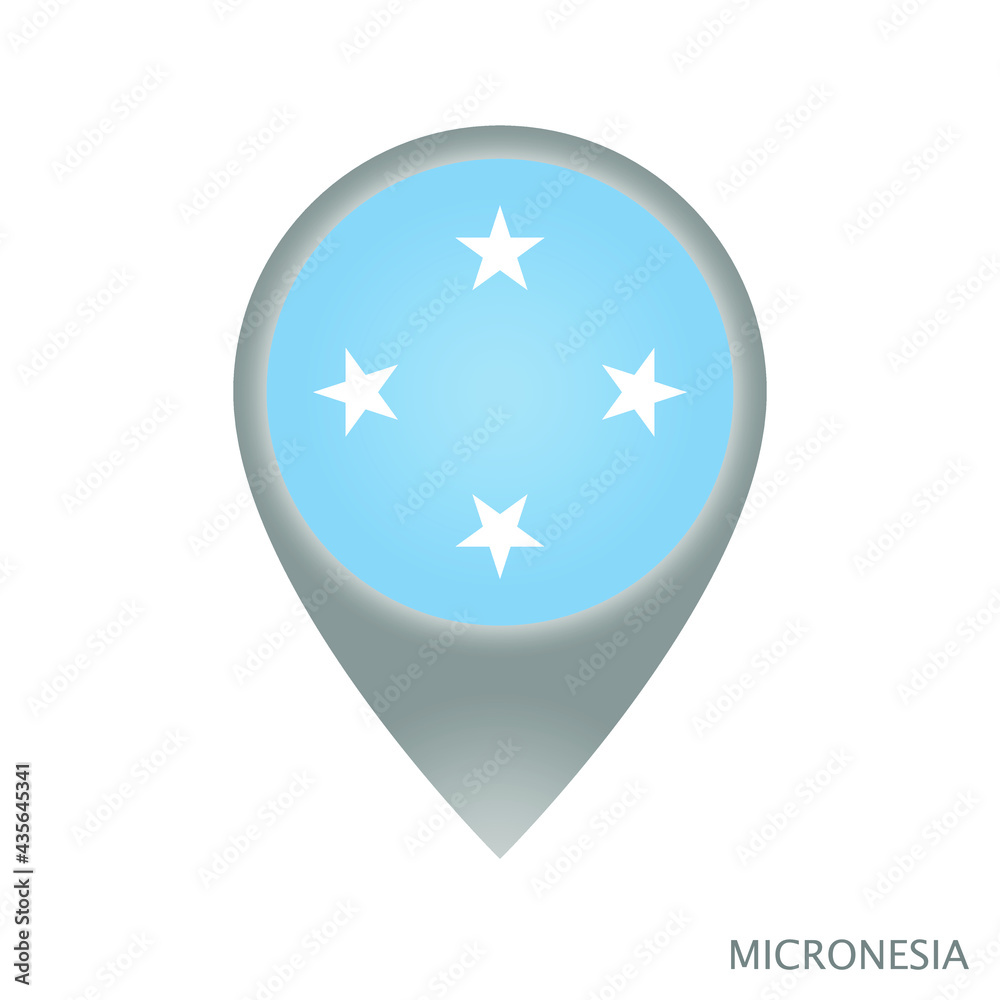 Sticker map pointer with flag of micronesia. micronesia pointer map isolated icon. vector illustration - Stickers