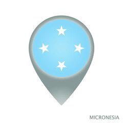 Map pointer with flag of Micronesia. Micronesia pointer map isolated icon. Vector Illustration