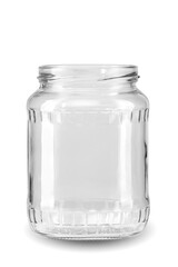 Jar with thread and pattern on white background isolate