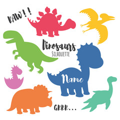Cute Colorful Dino Silhouette Collection Set