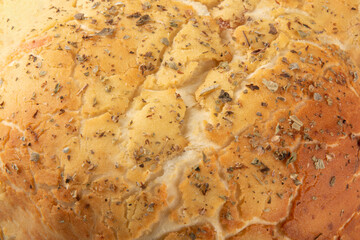 Background with texture of homemade bread close up