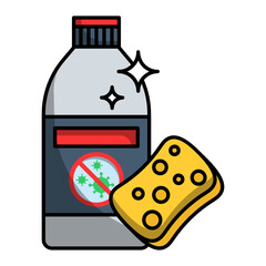Automobile Disinfectant with Sponge Concept Vector Color Icon Design, covid car cleaning service Symbol on white background, Vehicle disinfection Sign,