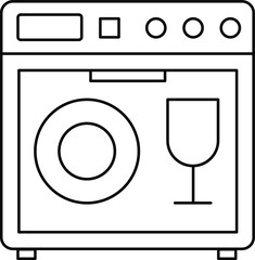 Dishwasher line icon kitchen and appliance. Clean, dish, dishwasher, kitchen, machine, wash, washer  eps vector image
