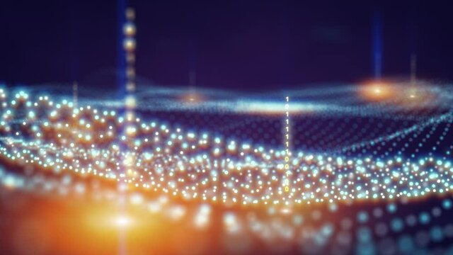 Big data analytics through machine learning animation. Artificial Intelligence concept background. Using deep learning algorithms for neural network data analysis.	
