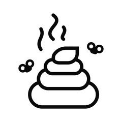 Shit icon. Yellow feces that smell so bad that flies fly around. Simple flat vector design.