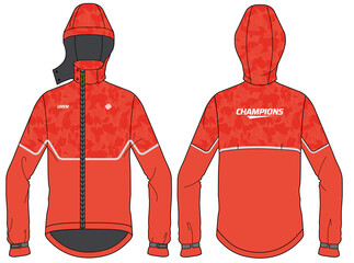 Women Long sleeve Anorak Hoodie jacket design template in vector, popover Hooded jacket with front and back view, windcheater winter jacket for girl and women. for Running and workout in winter. © JERZEY DESINZ