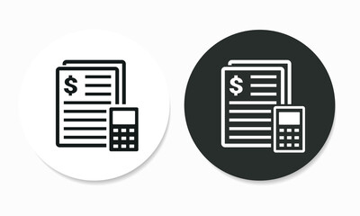 Document with calculator icon. Invoice bill icon. Tax payment. Illustration vector