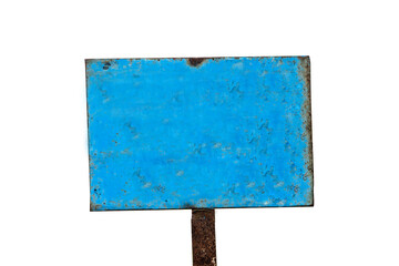 old blue signboard isolated on white