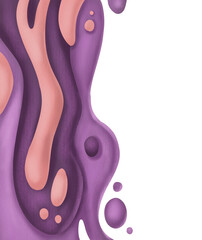 Flowing 3d volume paint. Raster digital illustration. Textured digital art on white background
