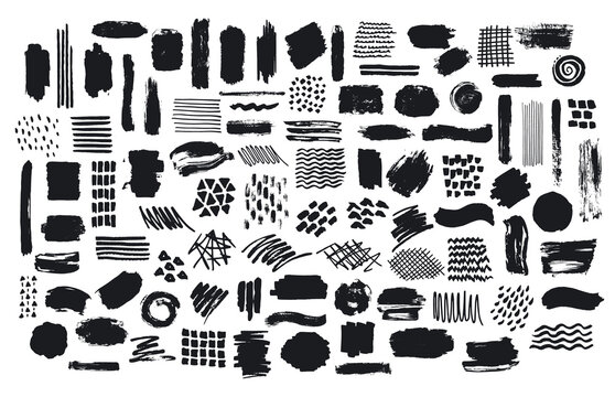 collection of paint brush marker ink stokes textures