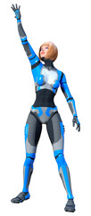 3D Rendering Female Robot on White