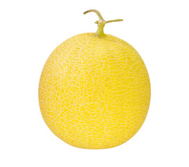 Golden melons were set against a white backdrop. Clipping Path.