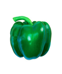 Green bell peppers are placed on a white backdrop. Clipping path.